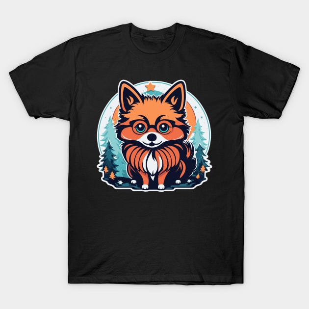 Pomeranian Christmas Illustration T-Shirt by FluffigerSchuh